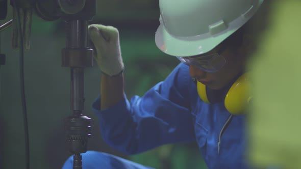 asian female Professional engineering wearing uniform and safety goggles