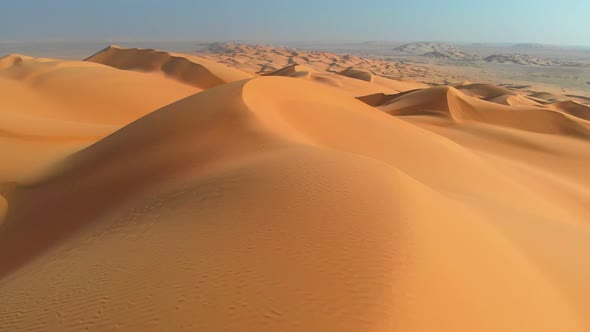 Rub' Al Khali, Aka Empty Quarter Desert, Arabian Peninsula, Flying Over Curve Shaped Sand Dunes