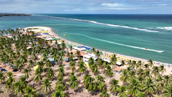 Gunga Beach tropical tourism landmark at Maceio Alagoas Brazil.