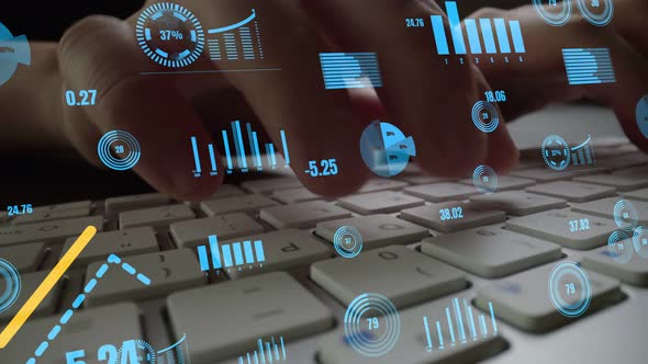 Creative visual of business big data and finance analysis on computer