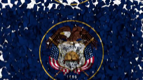 Utah State Flag Breaking Rocks Transition alt