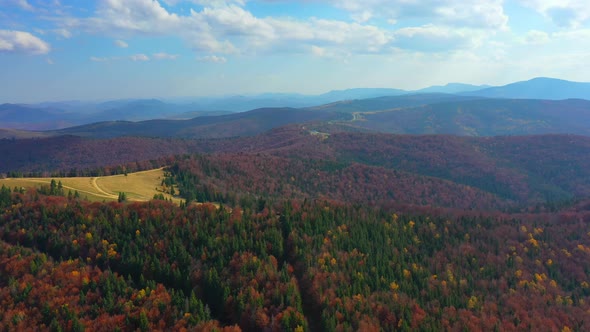 Aerial Drone Video Flying Over Carpathians Mountains, Ukraine, Europe