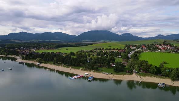 Aerial view of the recreation center Liptovska Mara in Slovakia