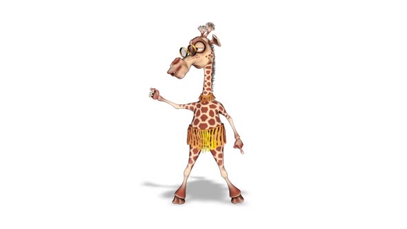 Cartoon 3D Giraffe Dance  Looped on White