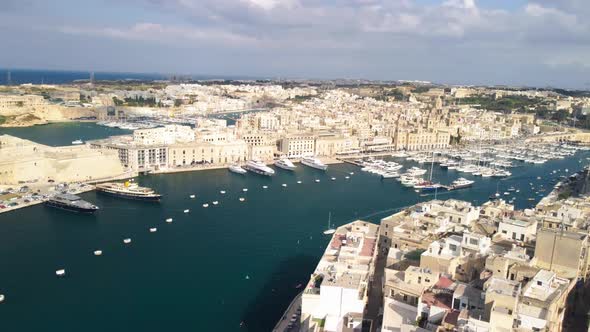 Aerial View of Senglea Ancient Cityscape in Malta