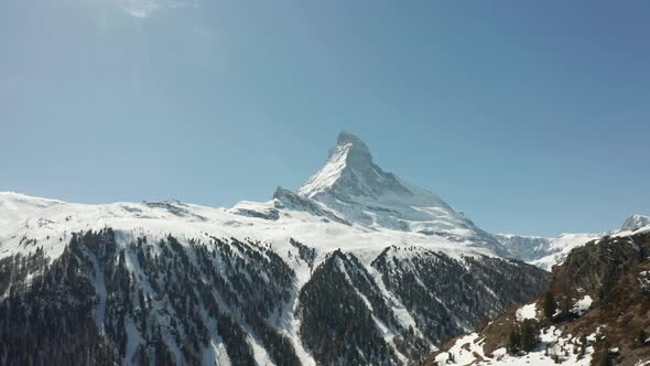 Beautiful jib up of Matterhorn in the distance