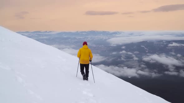 Traveller in the Mountains in Winter