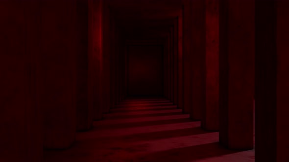Go through in the red dark tunnel.