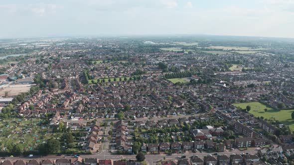 Dolly forward drone shot of Cheshunt village north London