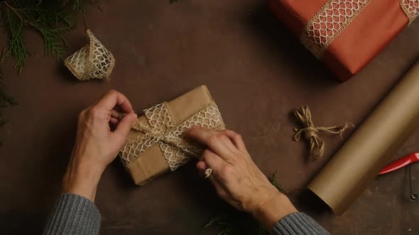 Female Hands Packages Christmas Gift