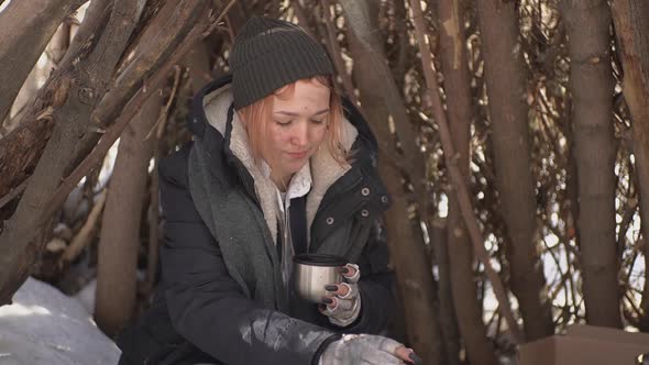 Homeless Person Drinks Hot Tea