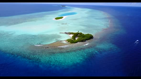 Aerial drone view nature of exotic lagoon beach lifestyle by blue water and white sand background of