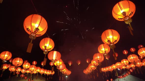 Chinese new year firework at lantern light display 