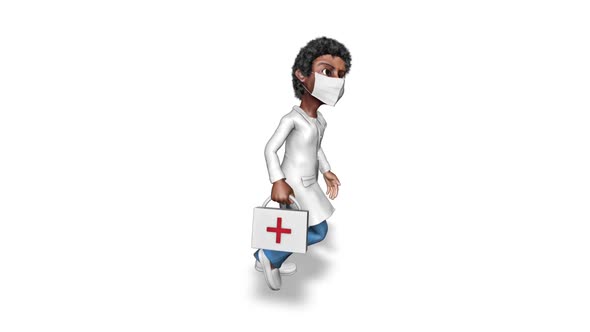 Cartoon 3D Doctor Run  3D Looped on White