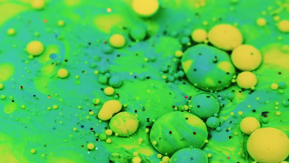 Oil Ink Bubbles Color Fluid Mix Neon Green Yellow