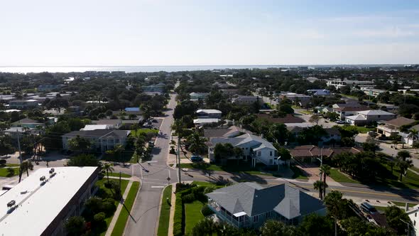 Real Estate Residential Area in Tropical Cocoa Beach, Florida. Aerial