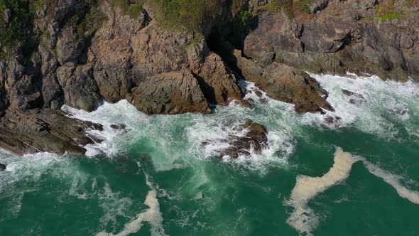 Top view of the seashore