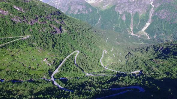 Hairpin curves on mountain road in Norway