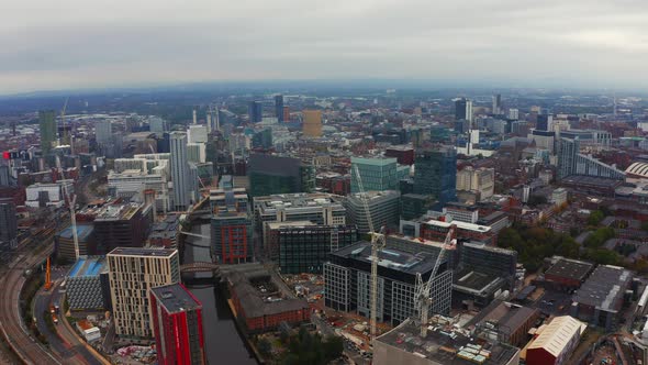 Aerial View of Manchester City in UK