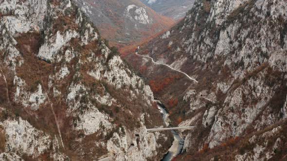 Road in the Mountains of Montenegro Aerial View
