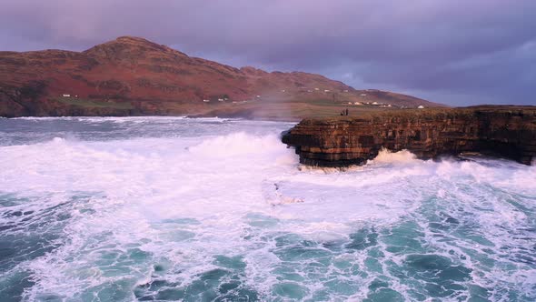 Huge Waves Breaking at Muckross Head - A Small Peninsula West of Killybegs, County Donegal, Ireland