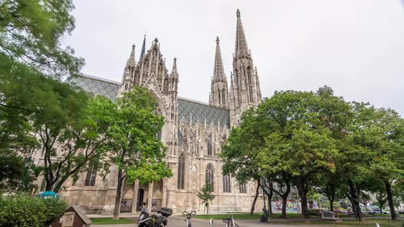 Votive Church Timelapse Hyperlapse is Located on the Ringstrasse in Vienna Austria