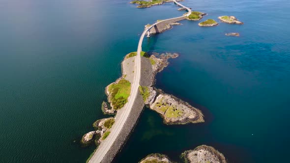 Atlantic Ocean Road Aerial Footage Norway