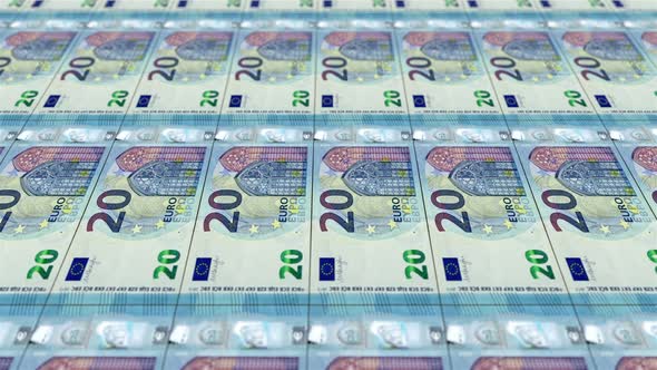 New 20 Euro Banknote. Close Up Looped Animation.