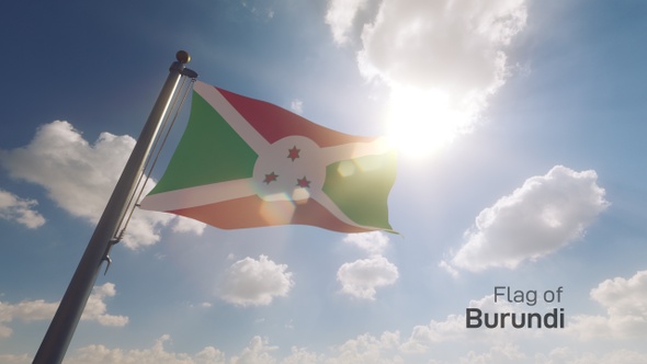 Burundi Flag on a Flagpole V2
