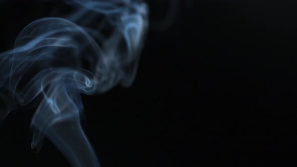 Abstract Smoke Rises Up in Beautiful Swirls on a Black Background