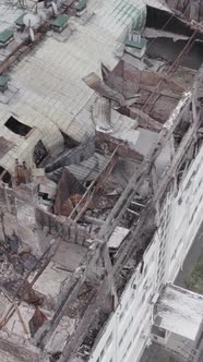 Vertical Video of a House That Was Damaged During the War in Ukraine