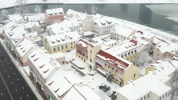 Snowcovered Old Center of Minsk From a Height