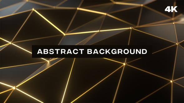 Dark Polygonal Shape With Gold Lines Background