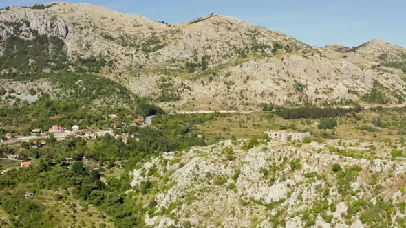 Aerial View of Medieval Fortress Fort Kosmac in Montenegro