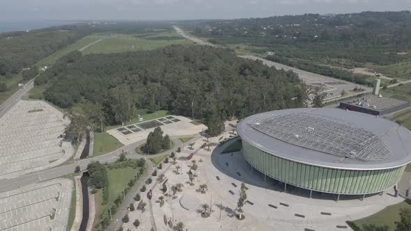 Aerial view of Black Sea Arena, the biggest concert hall of the country located in Guria