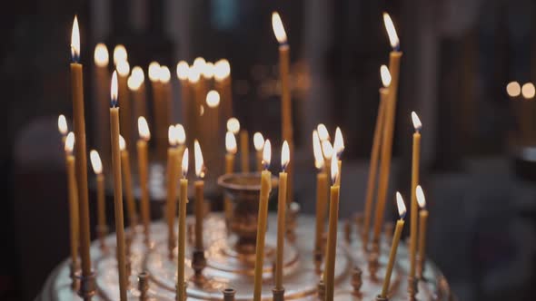 Candles Burning in Orthodox Church