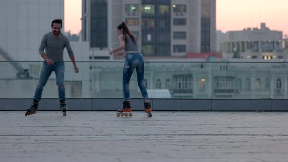 People Rollerblading in the City.