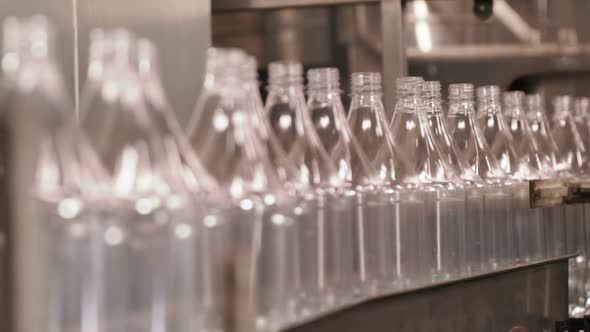 Bottle moving on production line
