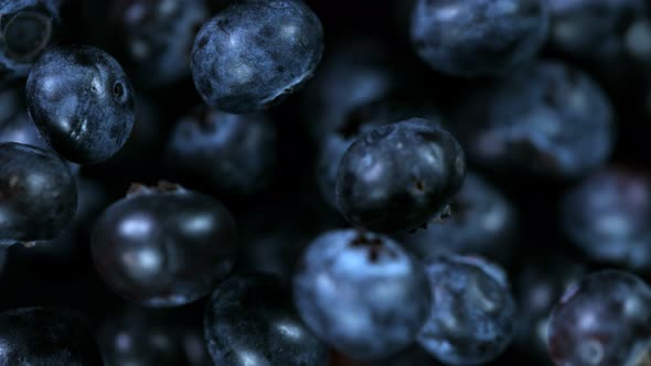 Super Slow Motion Shot of Blueberries Explosion Towards Camera at 1000Fps