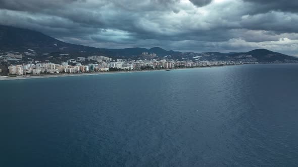 Cloudy Blue Sunset at Sea Turkey Alanya 4 K