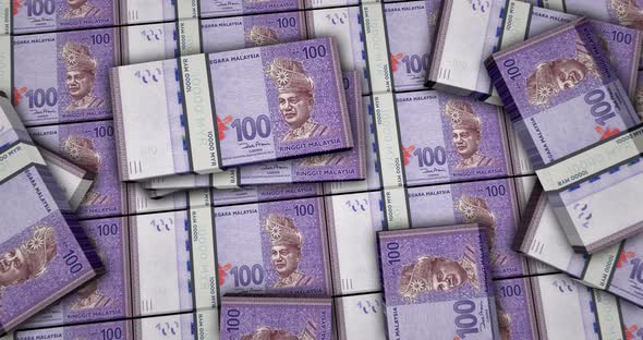 Malaysia Ringgit money banknotes packs surface