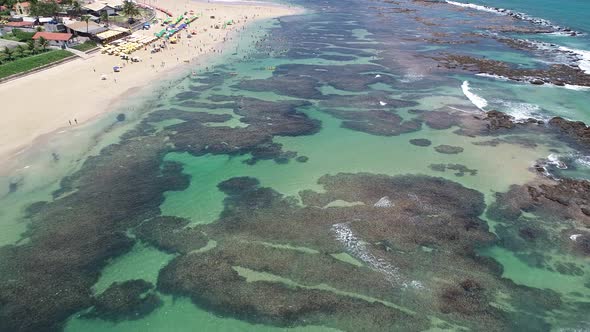 Brazilian Northeast beach landmark. Tropical summer beach.