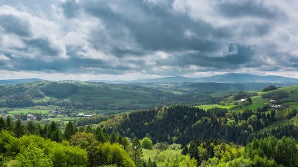 Stormy Clouds Moving Over Polish Countryside 