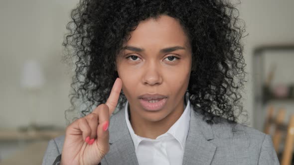 No By African Businesswoman, Waving Finger To Reject