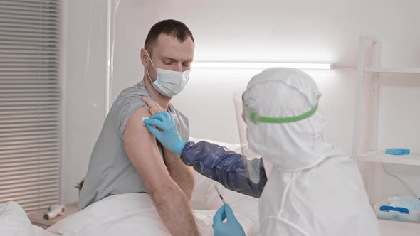 Nervous Man Getting Injection