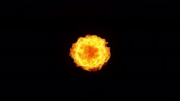 Super Slow Motion Shot of Fireball Explosion Towards the Camera Isolated on Black at 1000Fps