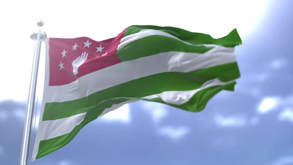 Abkhazia Flag Waving Slow Motion  