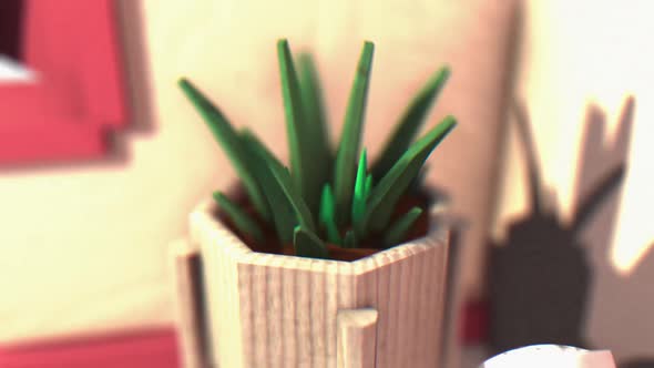 3D Plant Growing Inside a House