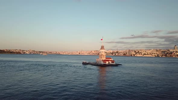 Aerial View of Maiden's Tower Istanbul