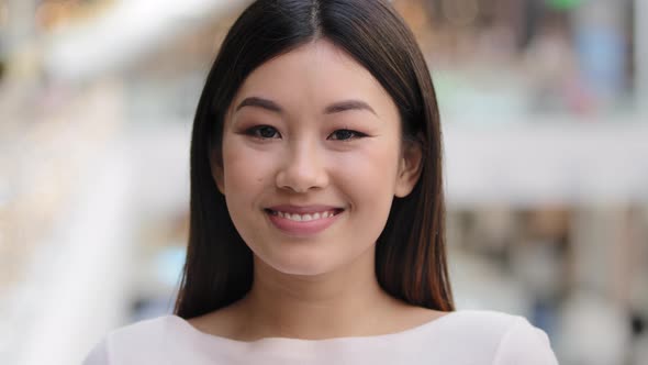 Headshot Female Emotional Face Asian Ethnic Girl 20s Woman Model Surprised Amazed Flirting Lady